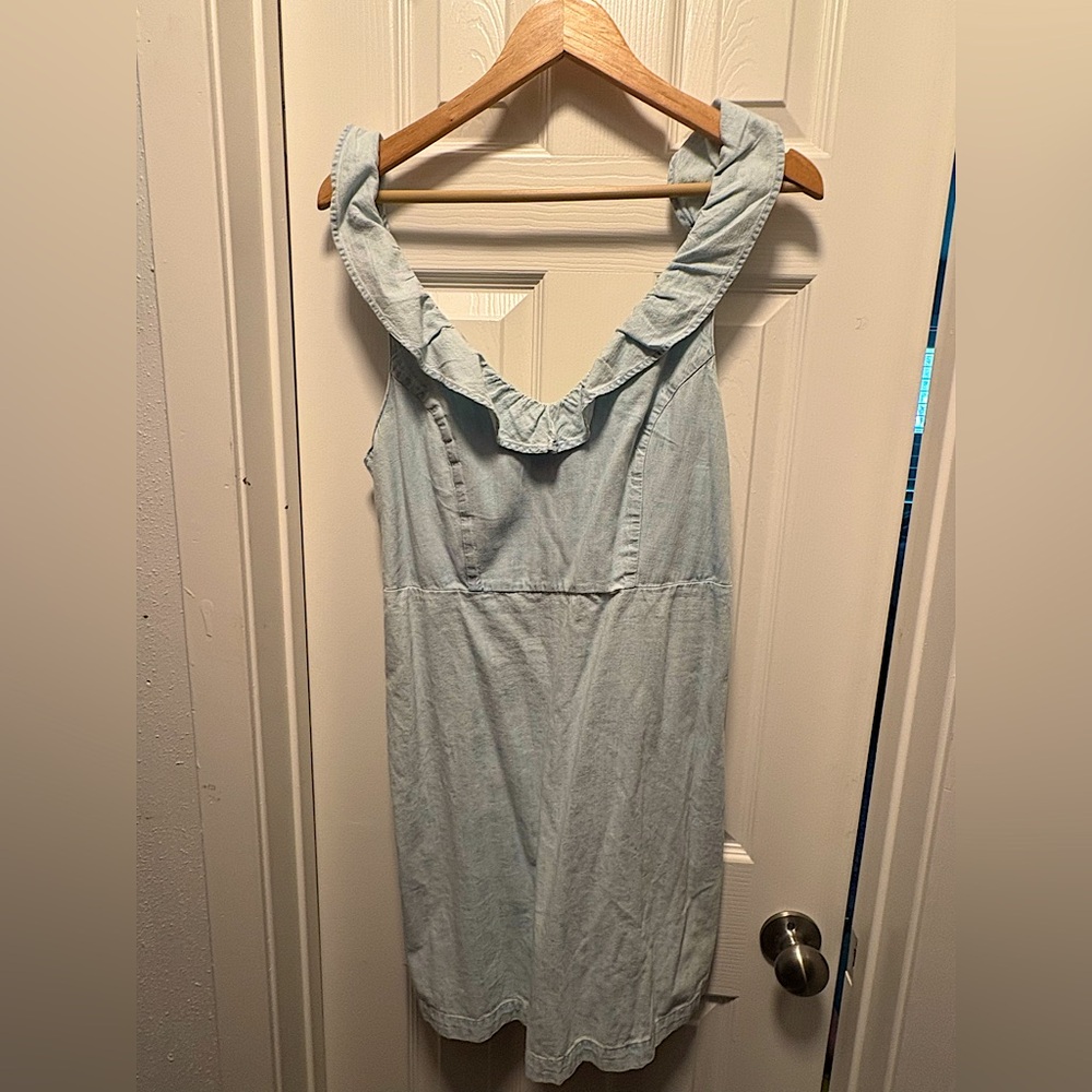 Light Blue Ruffled Denim Dress